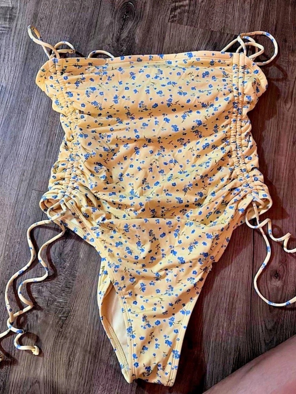 Floral One-Piece Swimsuit in Yellow & Blue Like New